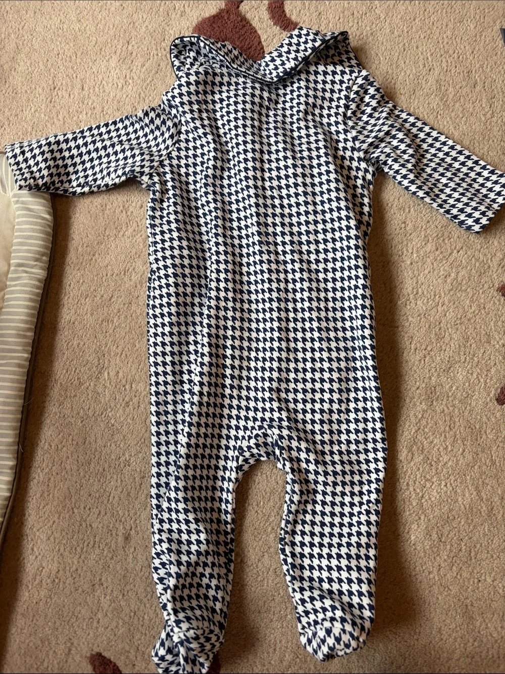 Ralph Lauren Navy and White Houndstooth Baby One-Piece